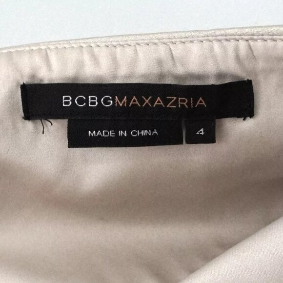 BCBG MAX AZRIA Beige Black Sequin Rhinestone V-Neck Pleated Formal Dress Size 4 - Picture 3 of 3